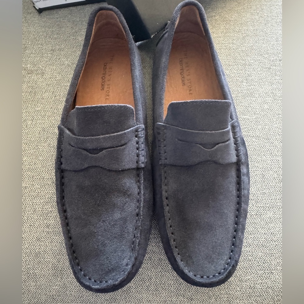 Men's Navy Blue Suede Loafers